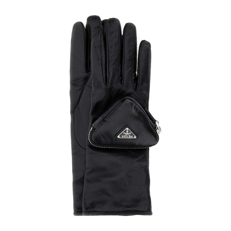 手袋 PRADA FW25 Black leather gloves (1GG1412DWZ F0002)