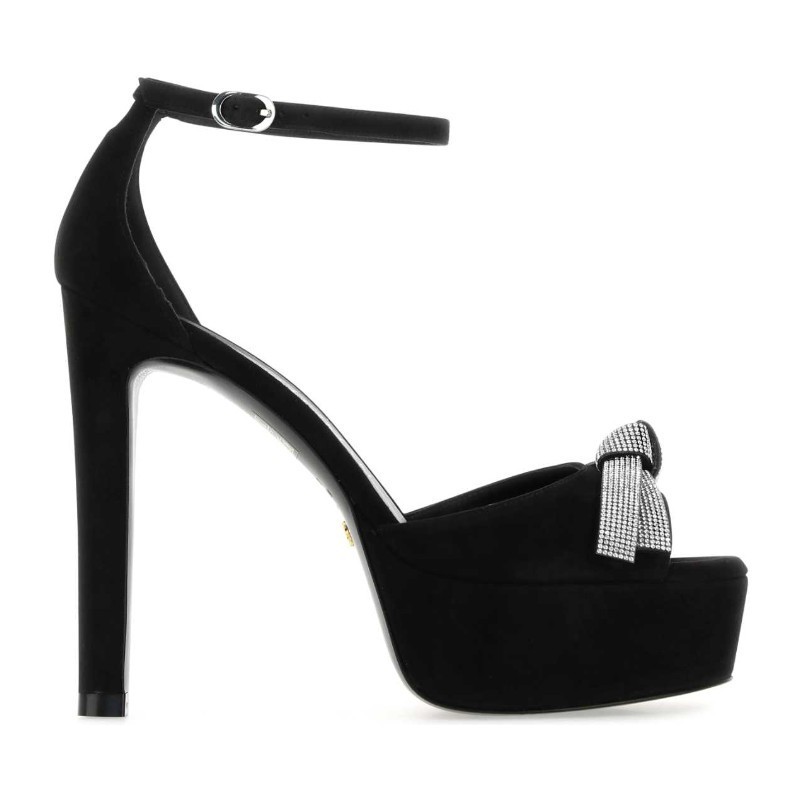 サンダル・ミュール Stuart Weitzman Black suede Discoplatform sandals