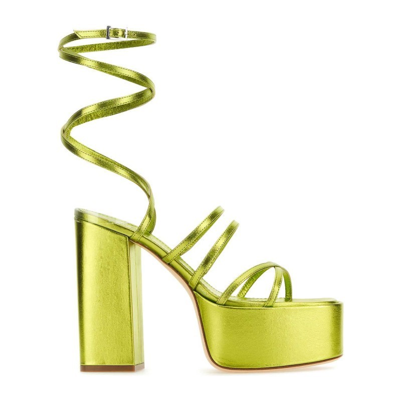 サンダル・ミュール PARIS TEXAS Acid green leather Evita sandals