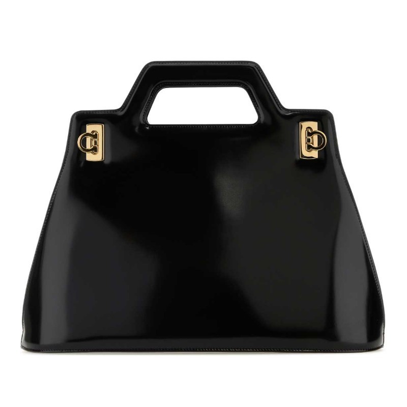 トートバッグ FERRAGAMO Black leather Wanda M handbag (213961761287 NERO)