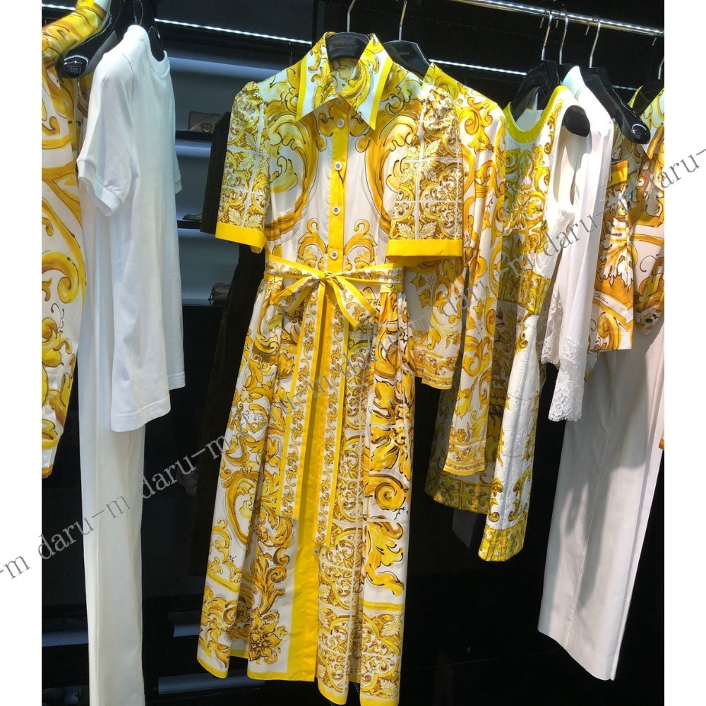 【DOLCE&GABBANA】マジョリカプリント ミディシャツドレス