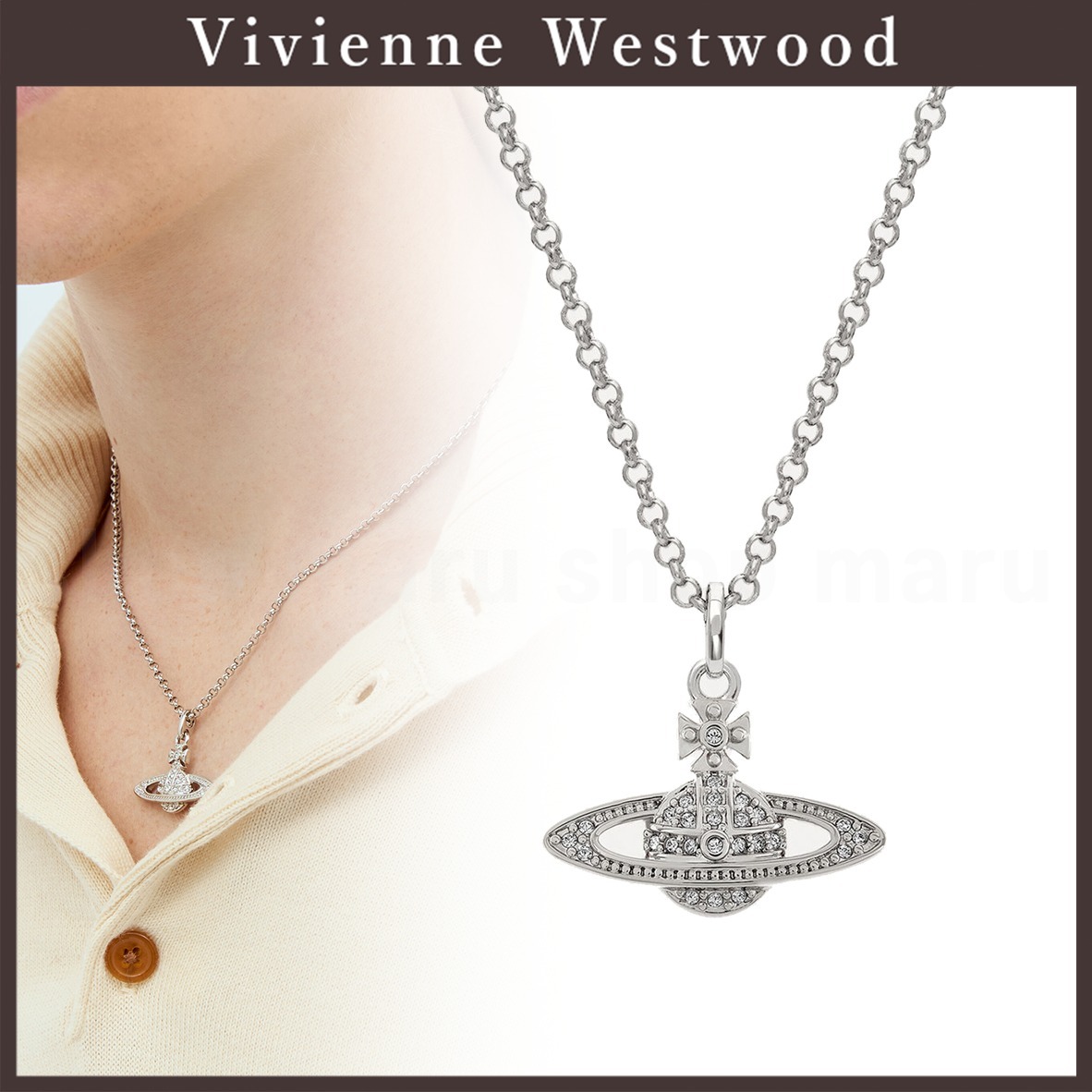 Vivienne Westwood エナメルオーブ ミニバスレリーフ ネックレス