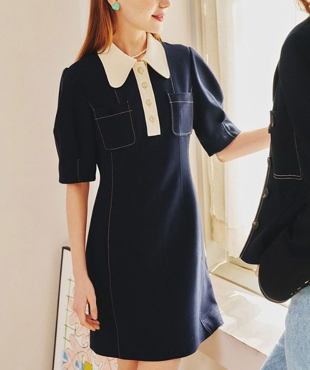[OLUVE DES OLIVE] 配色カラー ミニワンピース★日本未入荷