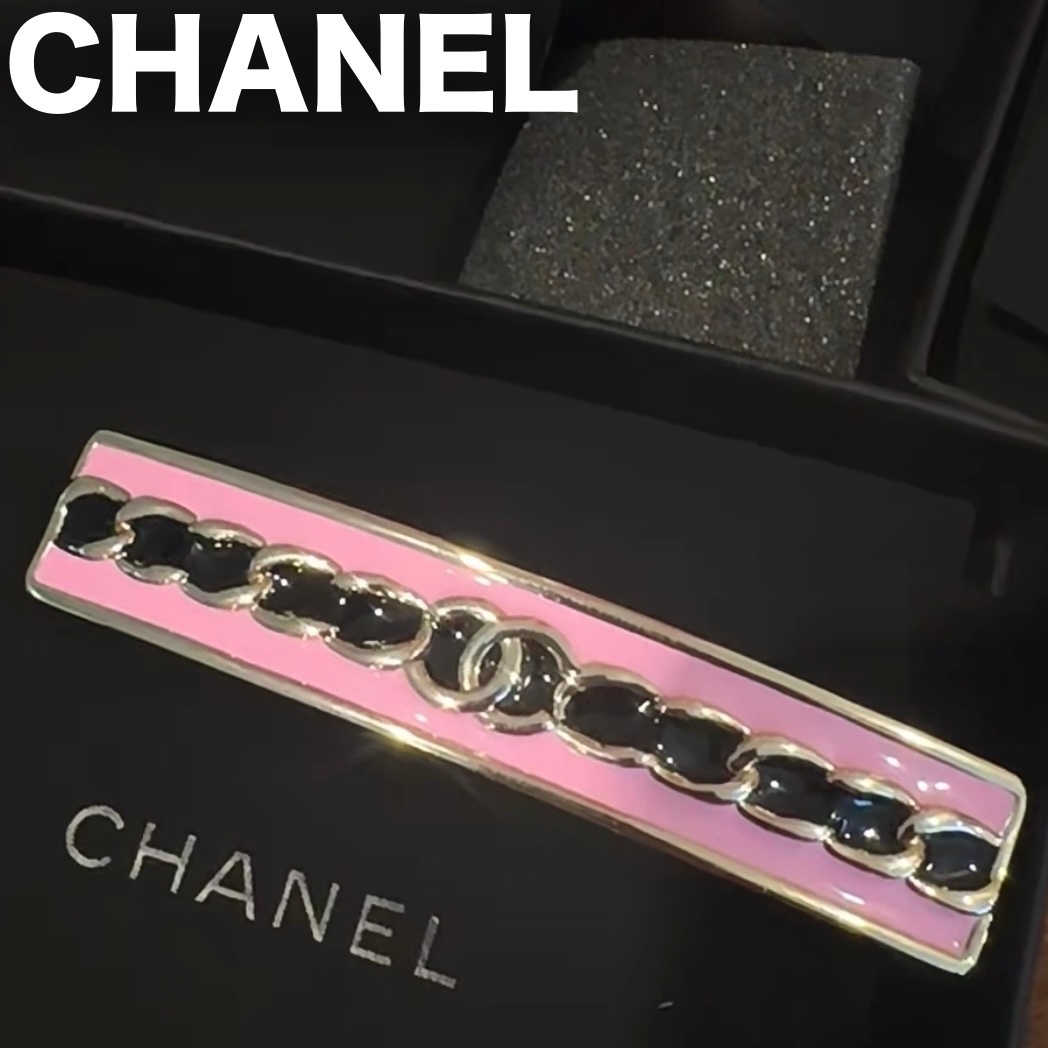 可愛いデザイン》CHANEL ヘア クリップ ロゴ ピンク