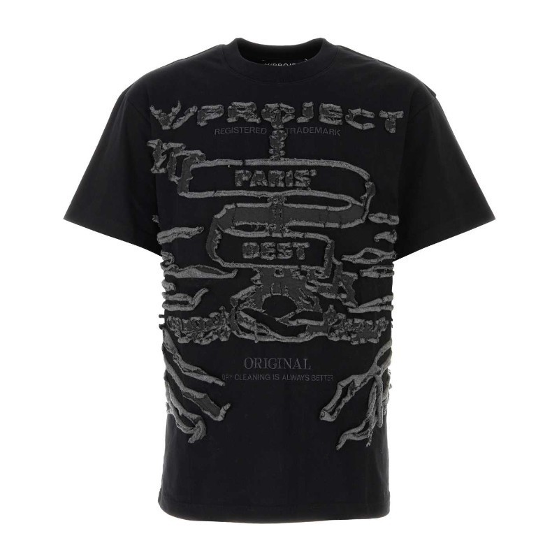 Tシャツ・カットソー Y PROJECT FW23 Black cotton t-shirt (TS79S25 BLK)