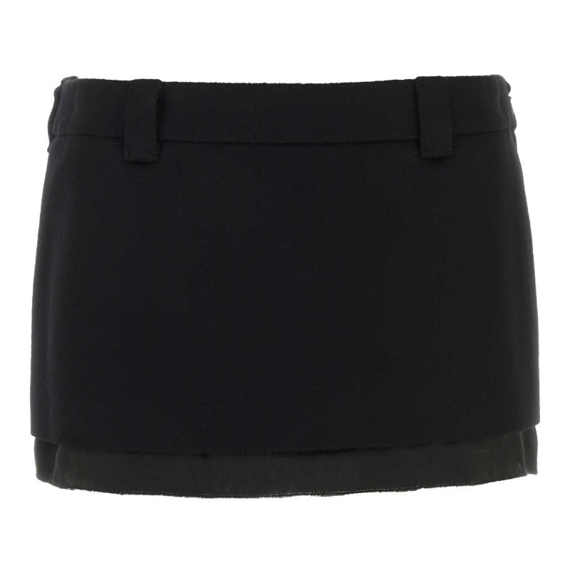 ミニスカート MiuMiu Black wool blend mini skirt (MG2050S232125Q F0002)