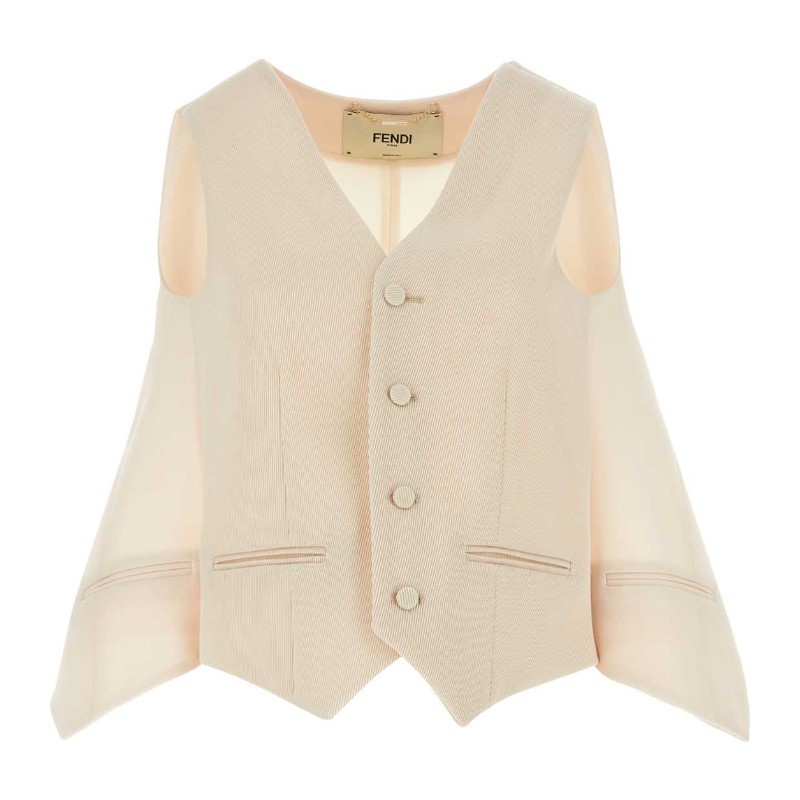ベスト・ジレ FENDI FW23 Ivory wool vest (FT5984AM3R F1M2A)