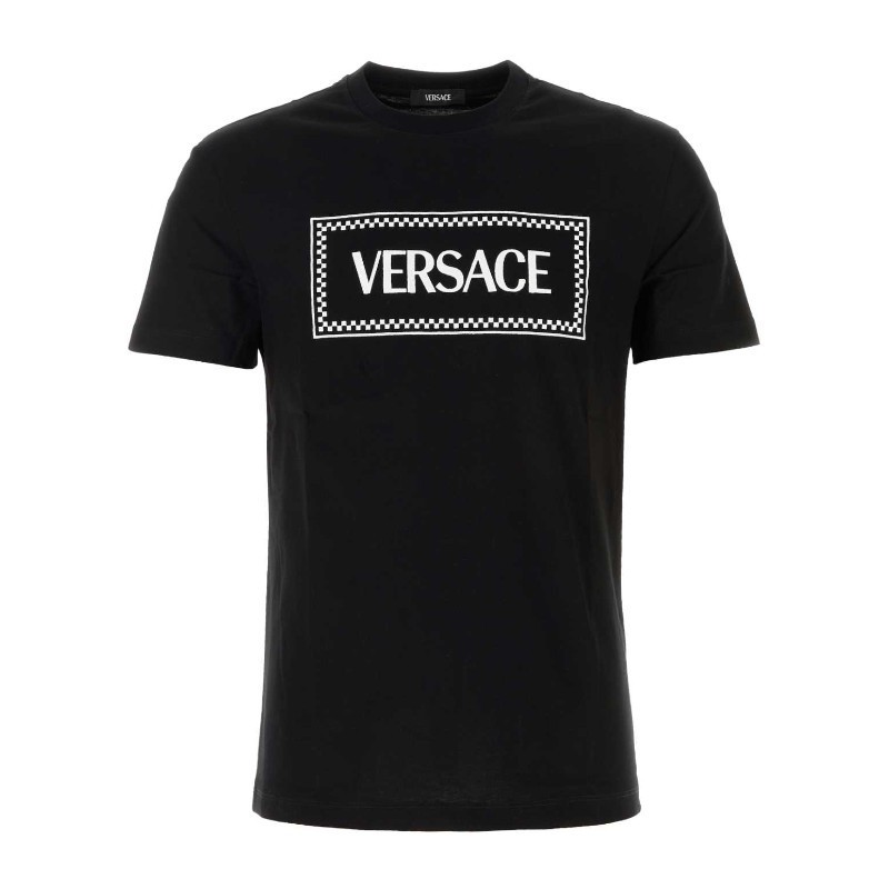 Tシャツ・カットソー VERSACE FW25 Black cotton t-shirt (10116941A08584 1B000)