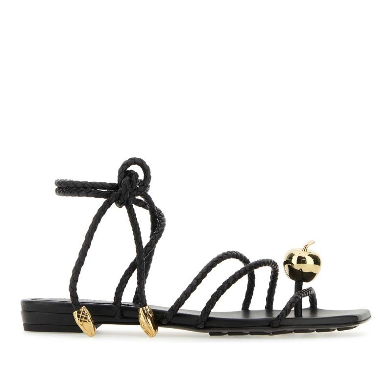 サンダル・ミュール BOTTEGA VENETA Black leather Flat Adam sandals