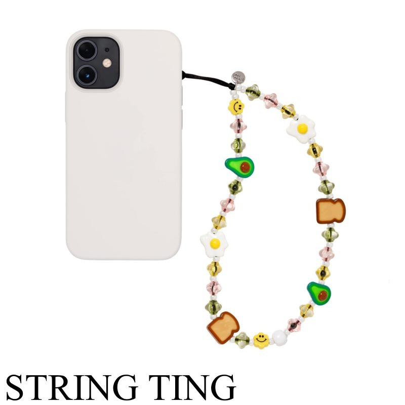 StringTing キャンサームーンハート＆パールスマホストラップ