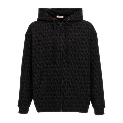 （sale)ヴァレンティノ  パッチディテールのブラックパーカー Valentino Garavani ヴァレンティノ フローラルパッチ パーカー