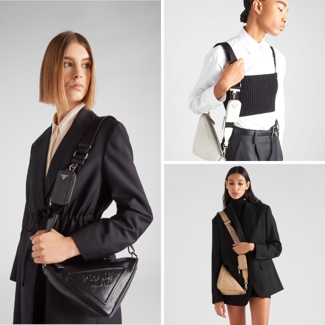 《送料無料》 PRADA Prada Triangle leather shoulder bag