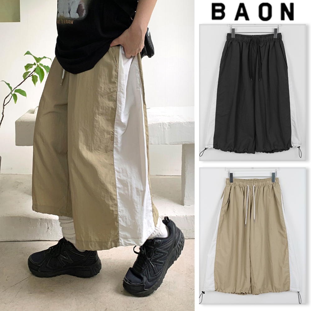 【BAON】[unisex] Color Matching Folding Bermuda Nylon Pt