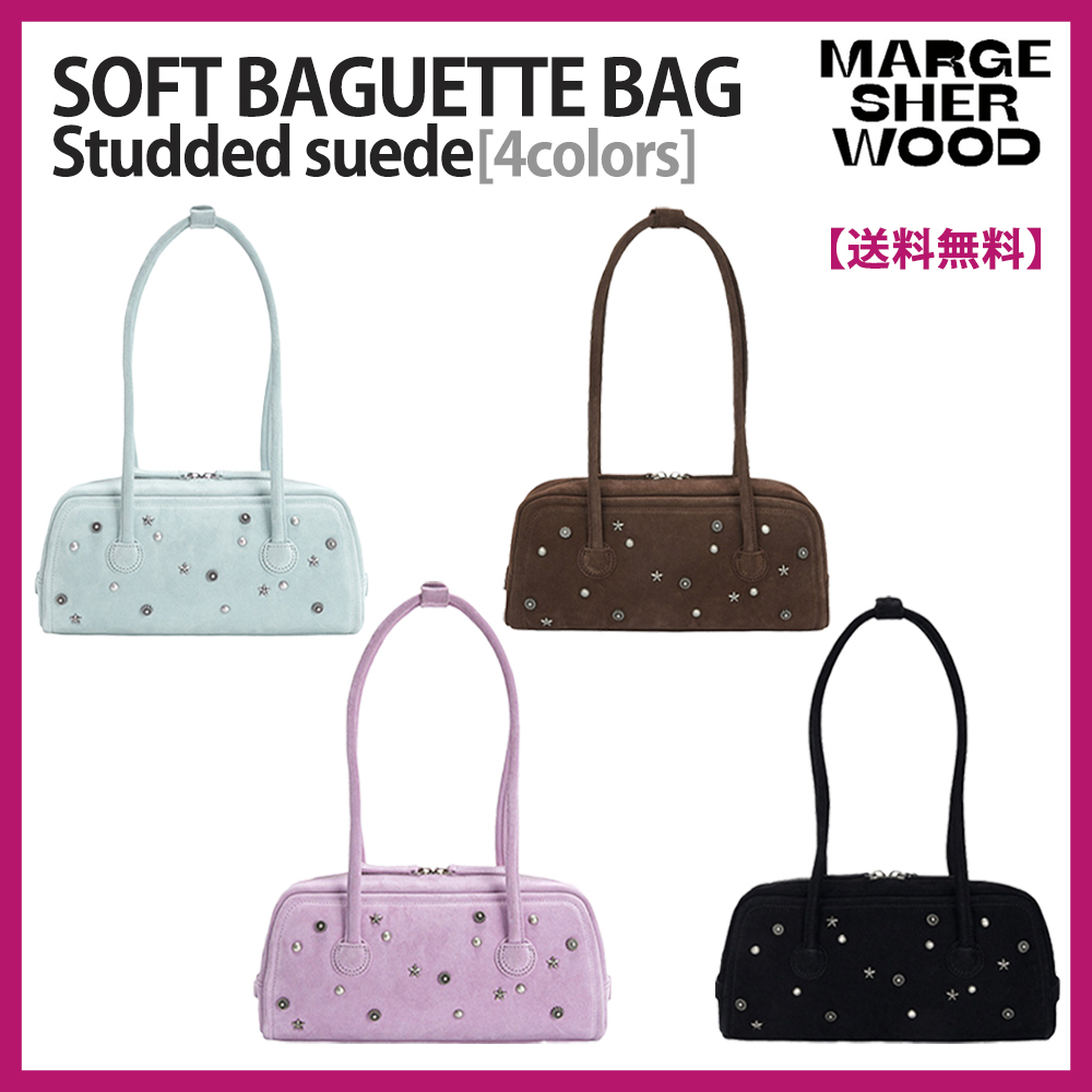 マージシャーウッド★SOFT BAGUETTE BAG スタッドスエードバッグ