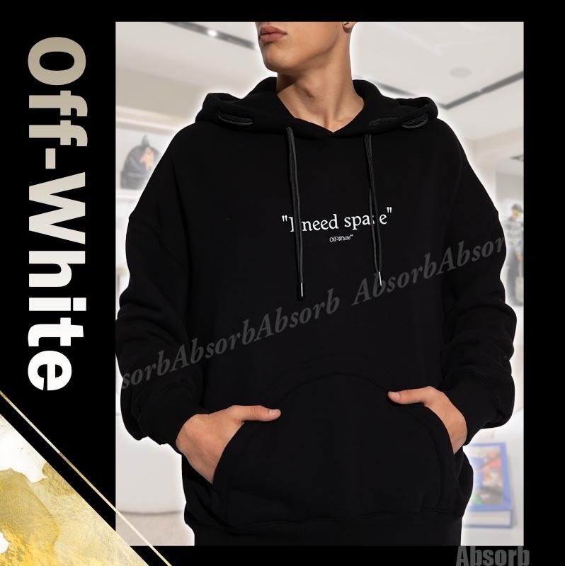 【24SS NEW】Off-White_men / ロゴプリント フーディ / Black
