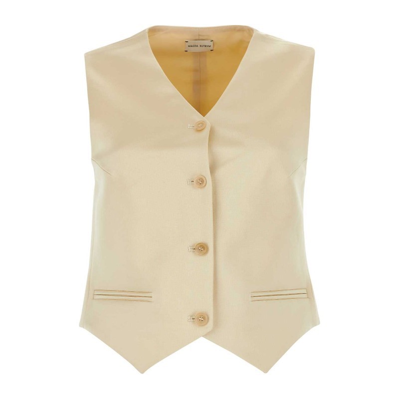 ベスト・ジレ MAGDA BUTRYM SS24 Cream cotton blend vest (216524 YELLOW)