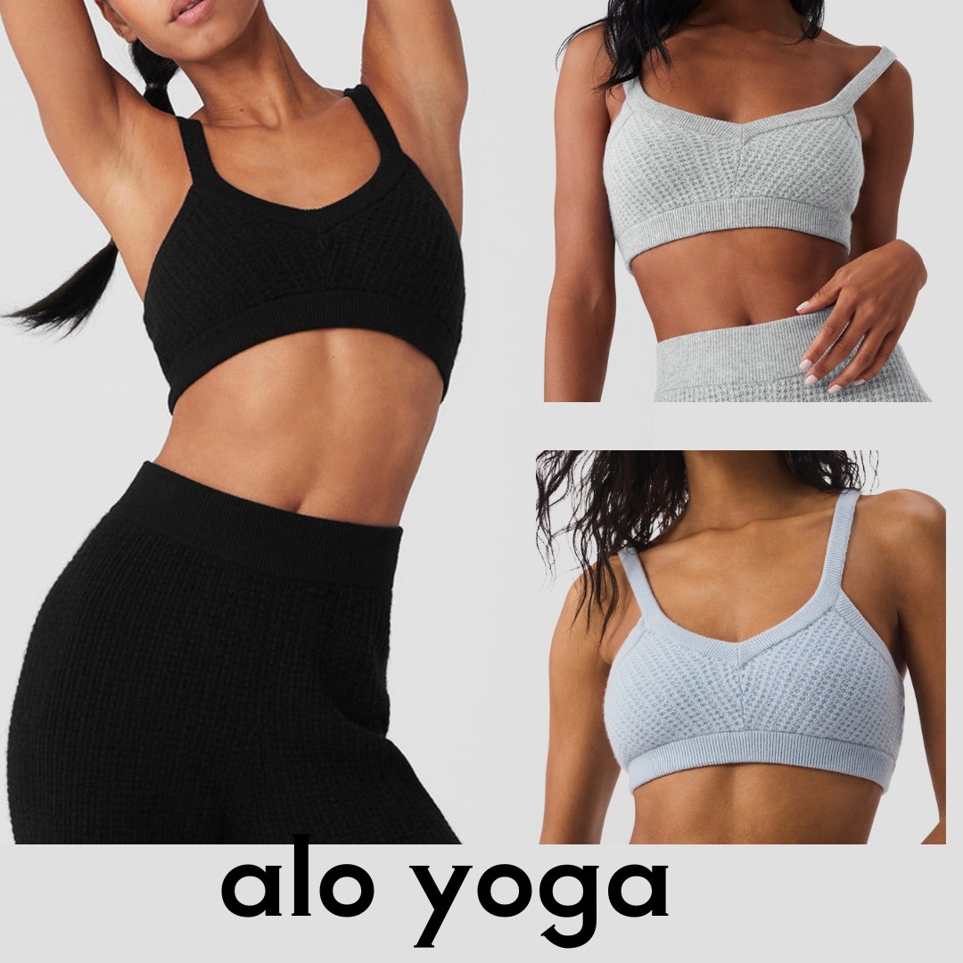 【alo yoga】カシミア プラッシュ ワッフル Vネック ブラ