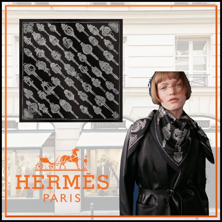 ガラスビース刺繍！HermesMerveilleuses Lanternes 刺繍スカーフ
