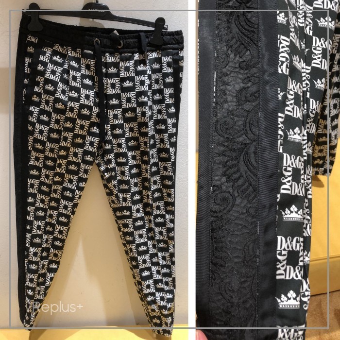 【Dolce&Gabbana】パンツ ブラック ホワイト D&Gロゴ コットン