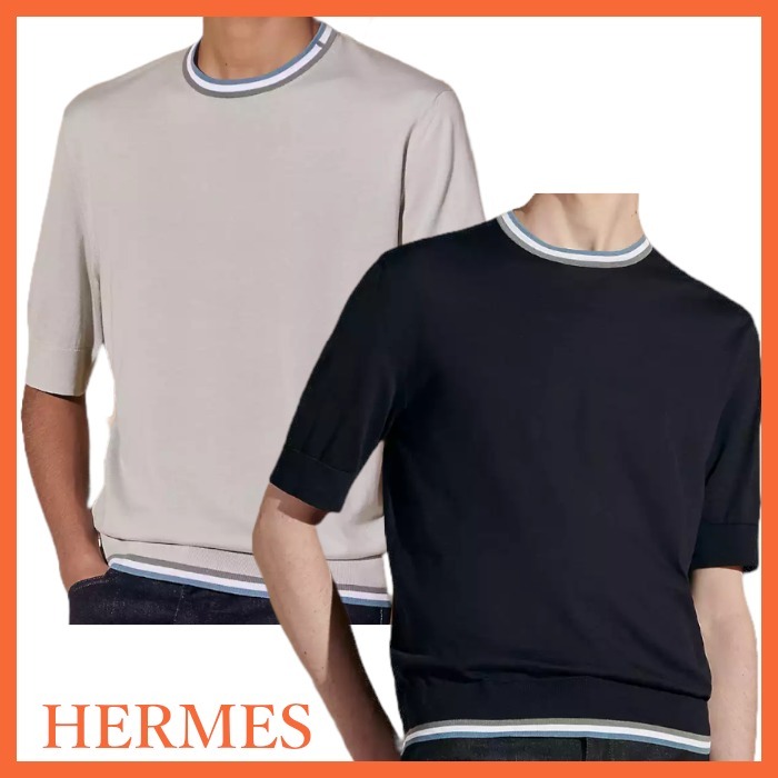 HERMES ストライプ ＆ ツイスト Tシャツ