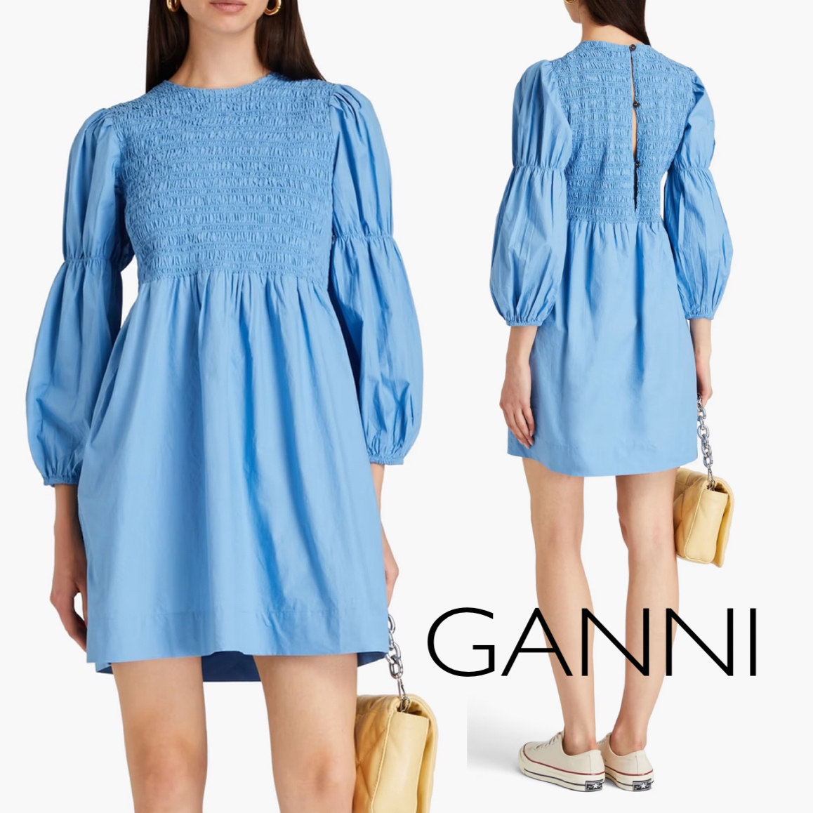 コットン★ギャザー★シャーリング★ミニワンピース★ GANNI