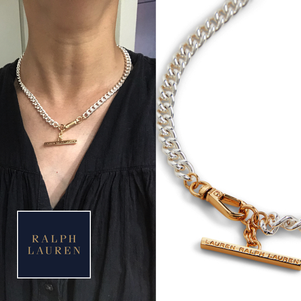 新作SALE!Ralph Lauren Gold ロゴ Bar Link チェーンネックレス