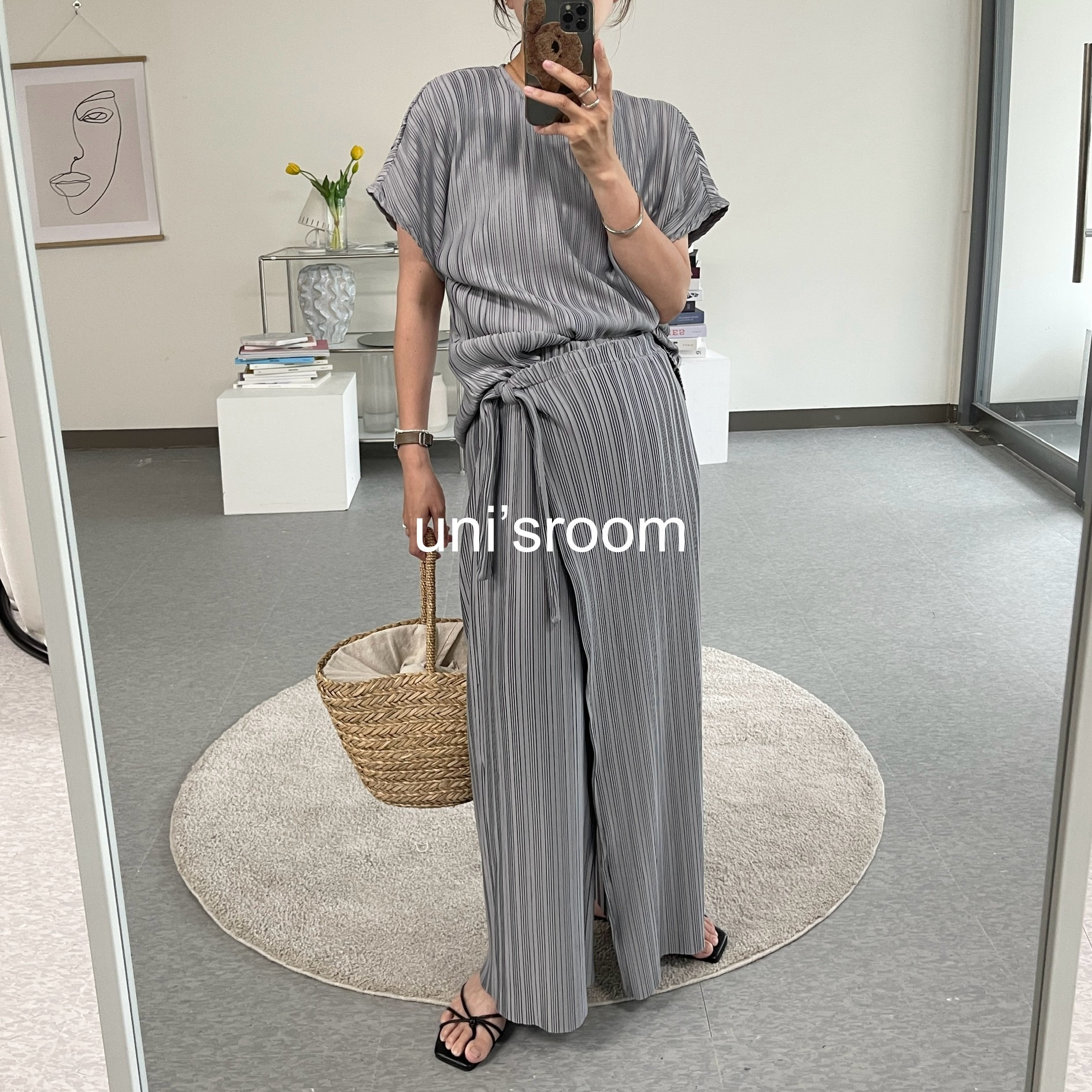 uni's room■3color ラッププリーツセットアップ ST-SS24-09