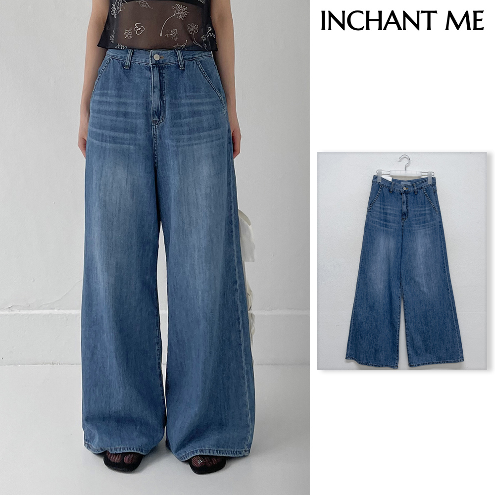 【INCHANT ME】413 Catbrush Long Wide Denim Pants