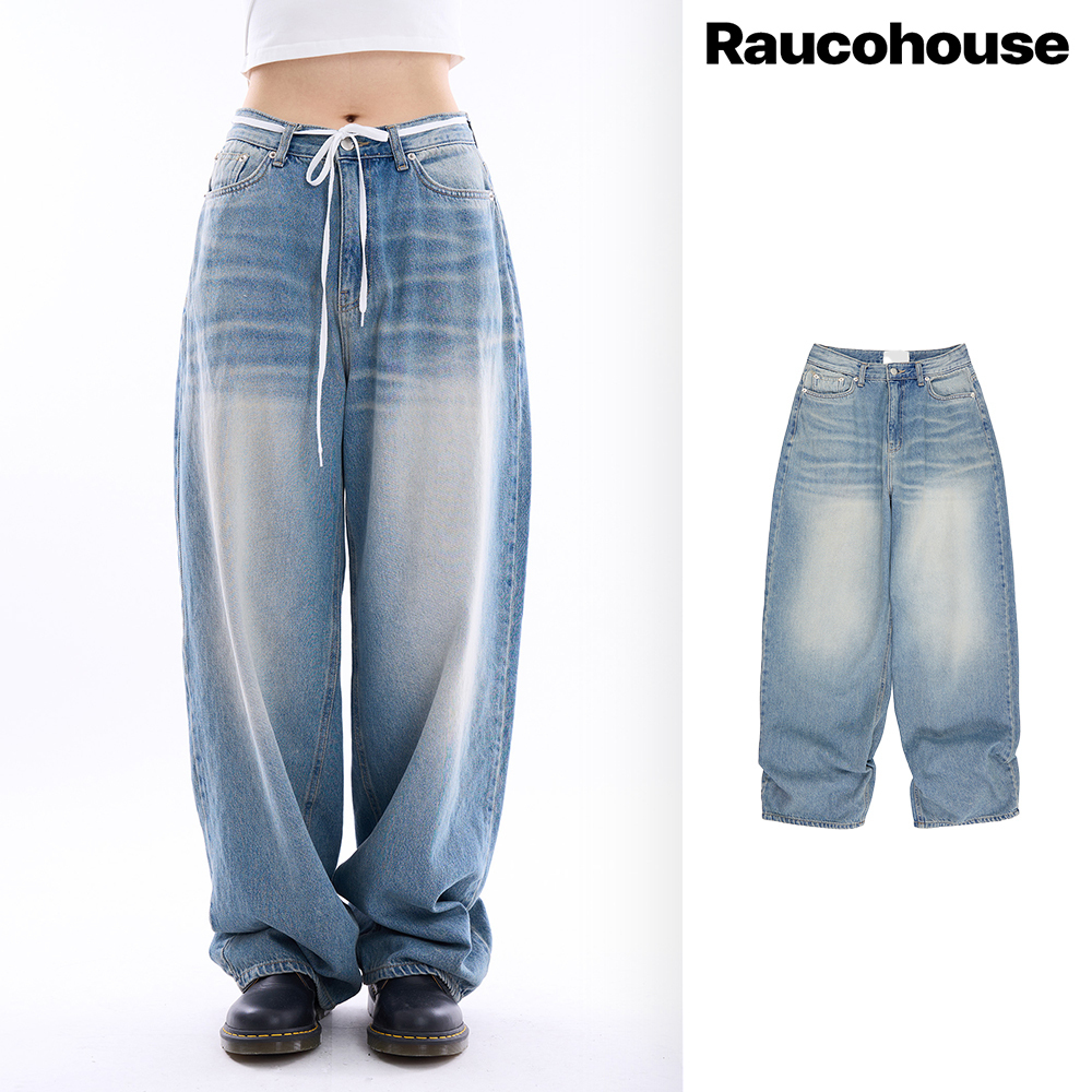【Raucohouse】Triangle snap wide denim pants