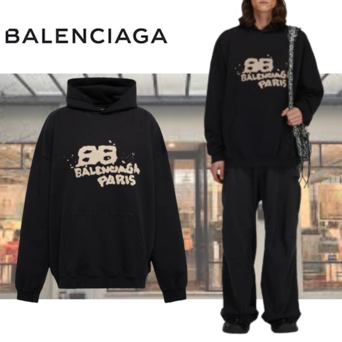 【BALENCIAGA】BBコットンパーカー ブラック