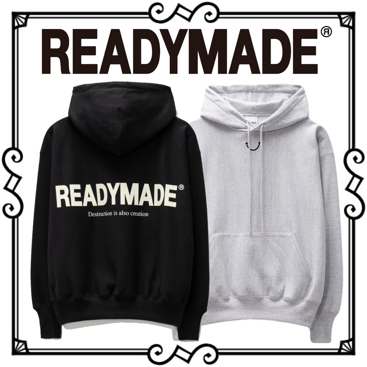 【VIP価格】READYMADE レディメイド スマイル ロゴ フーディ