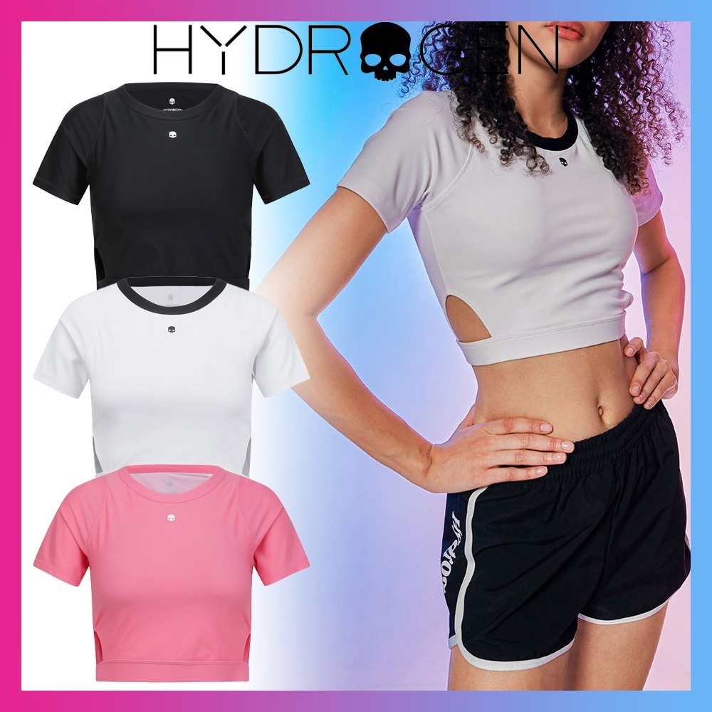 【Hydrogen】クロップ ラッシュガード ラウンド 半袖 全3色