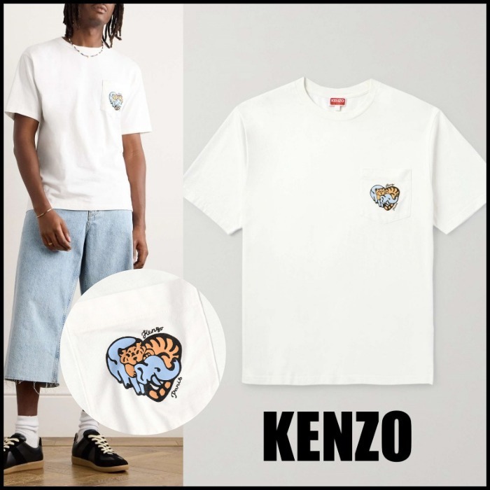 【Kenzo】コットンジャージー Tシャツ ロゴプリント入り white