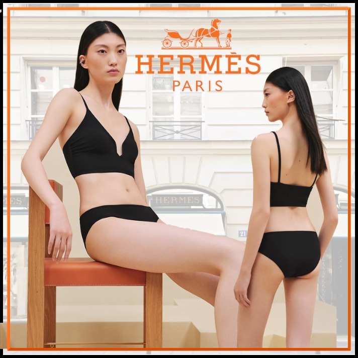 上下別サイズOK シンプルで品があるデザインHermesDaphneeビキニ