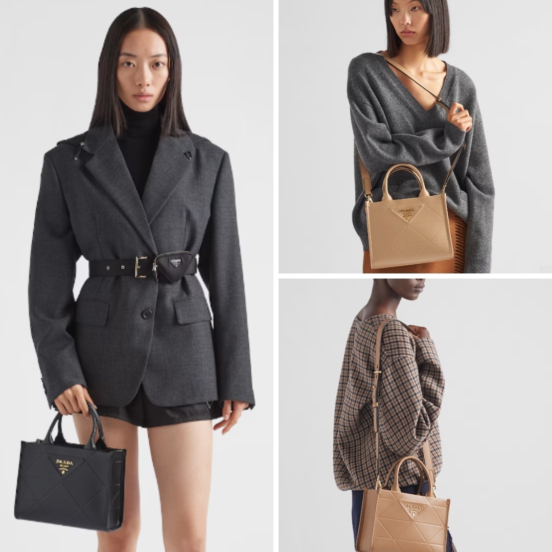《送料無料》 PRADA Mini Symbole leather bag with stitching