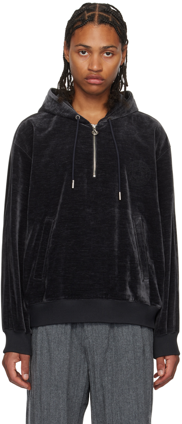 【関税込み】Solid Homme グレー ハーフジップ フーディ