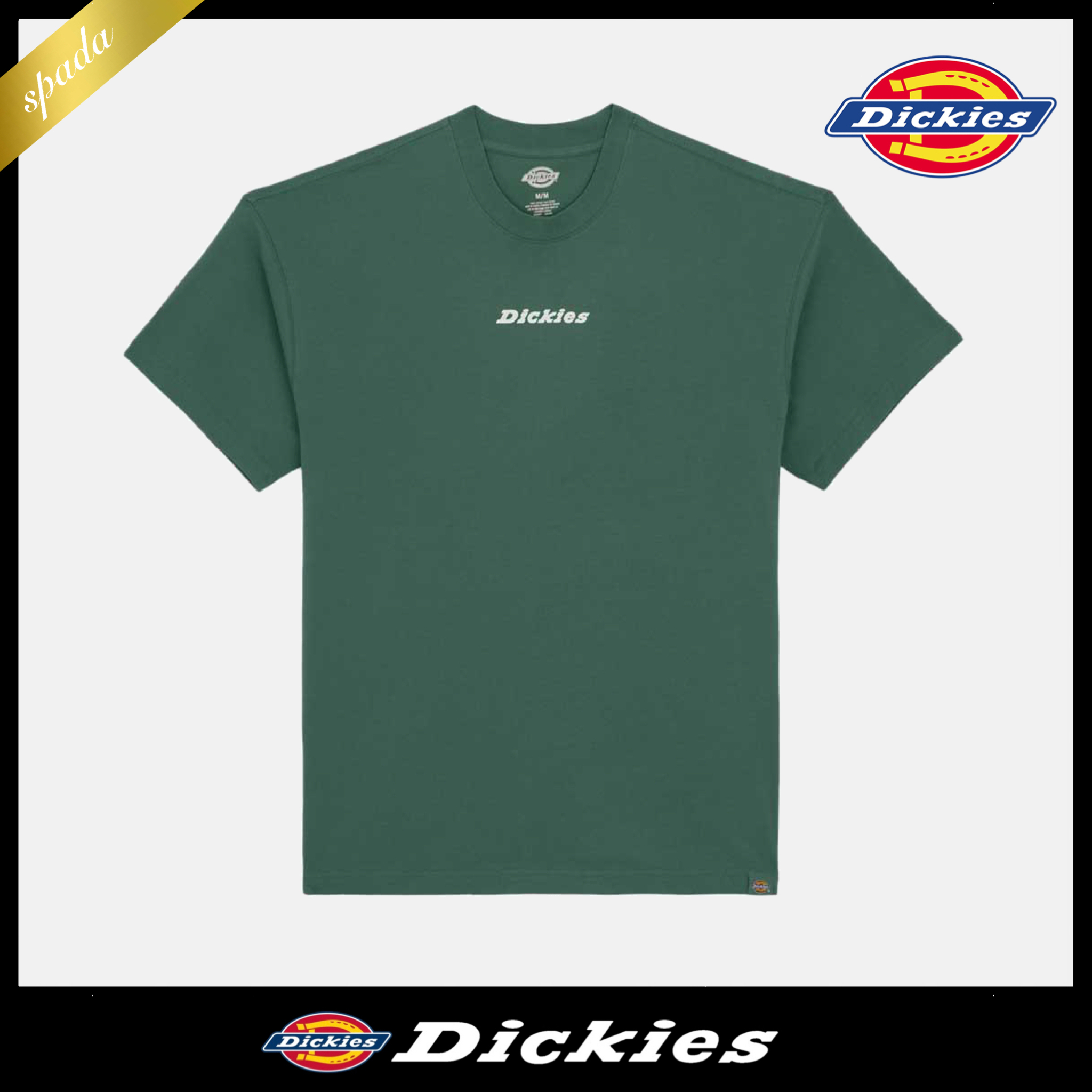 【Dickies】センターロゴ 半袖 Tシャツ グリーン / 送料無料