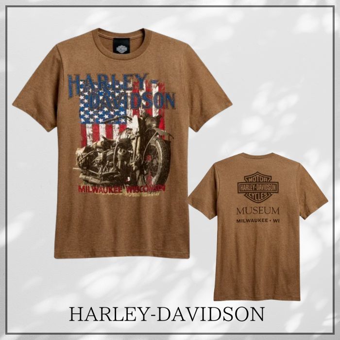 Harley Davidson ミリタリー Tシャツ ミュージアム ロゴ付き