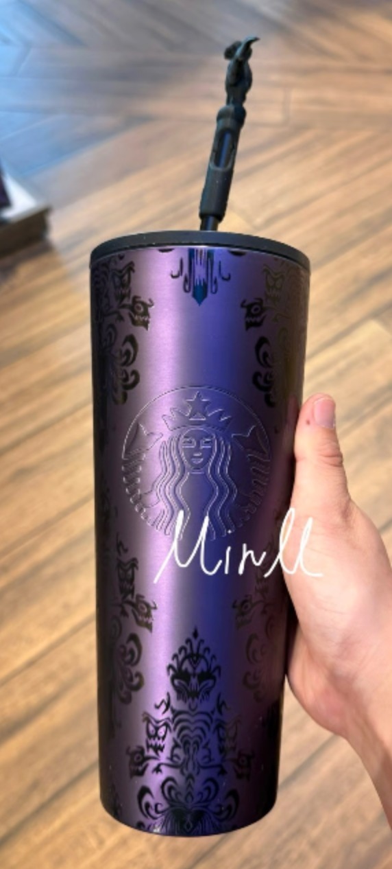 ☆Starbucks☆パーク限定 ホンテ壁紙柄タンブラー ガーゴイル付 Starbucks】Disney Parks ホーンテッドマンション タンブラー