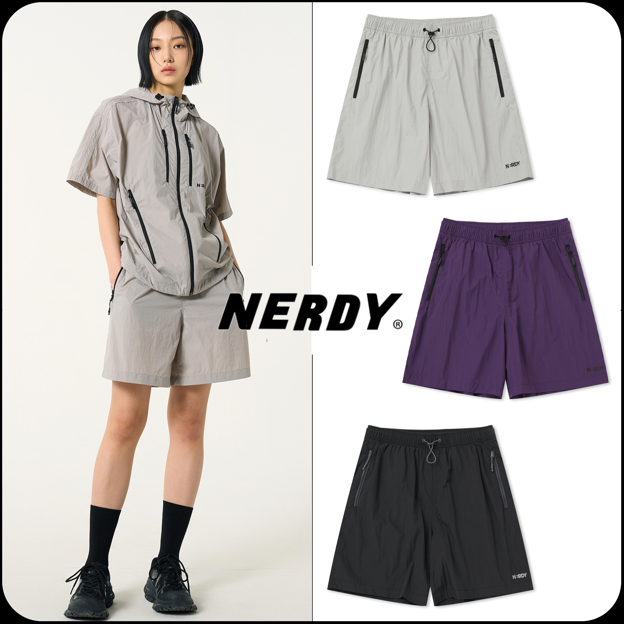 [ NERDY ]★24SS★韓国人気★ZIPPER POINT WOVEN HALF PANTS