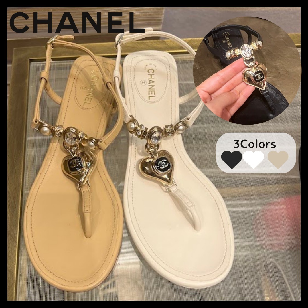 【ハートが可愛い♪】CHANEL フラット サンダル ハート