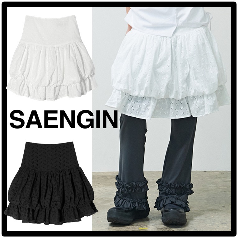 ★関税込★SAENGIN STUDIOS★LACE BALLOON SHIRRING SHORT SKIRT