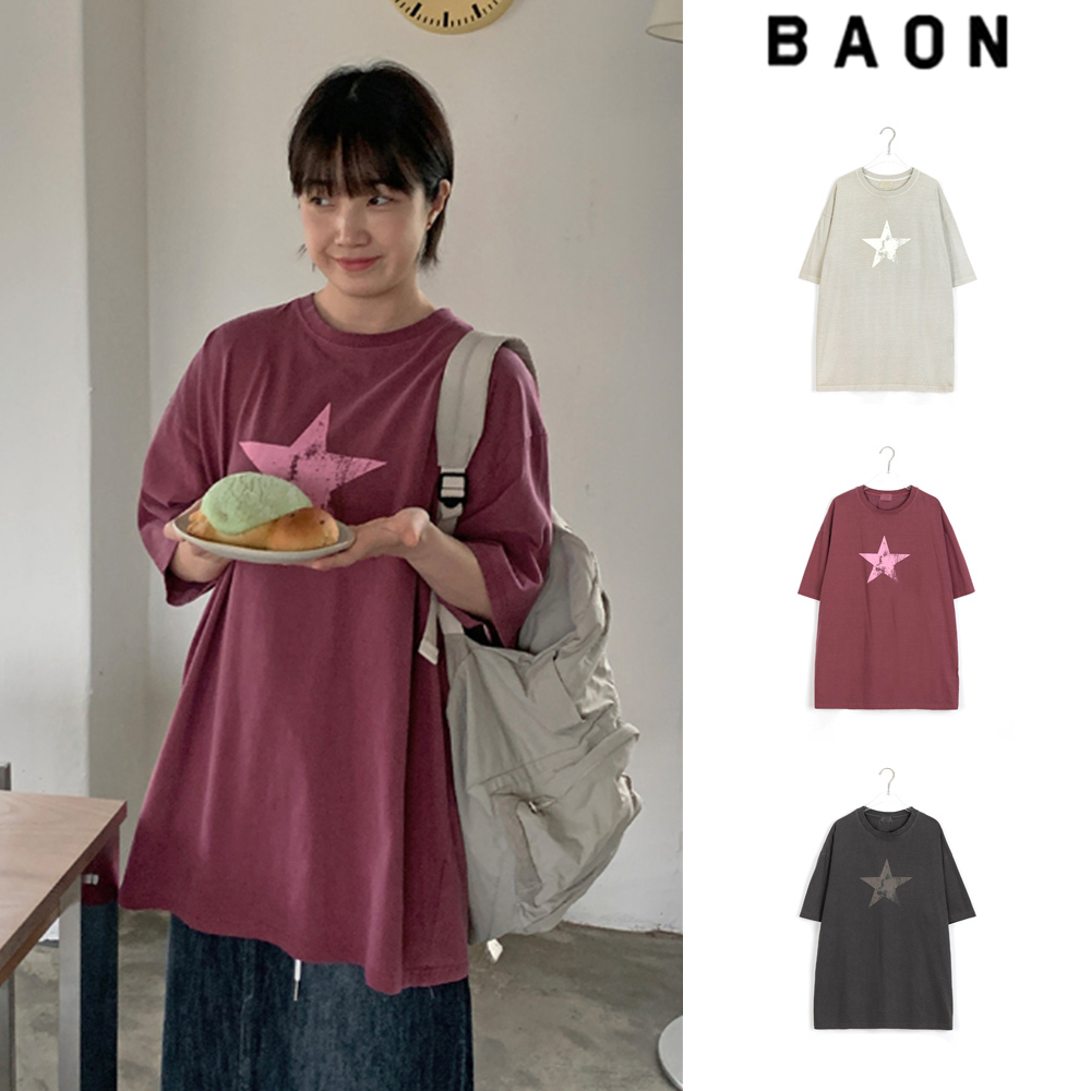【BAON】[unisex] Mingpeu Star Printing Pigment Over S/S Tee