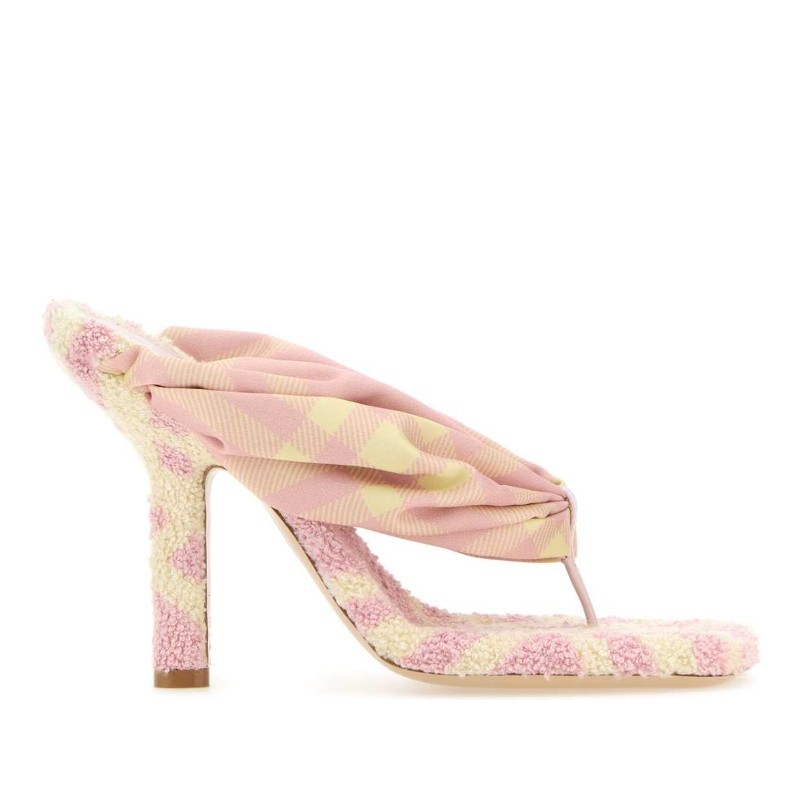 サンダル・ミュール Burberry Printed fabric Pool Check thong mules