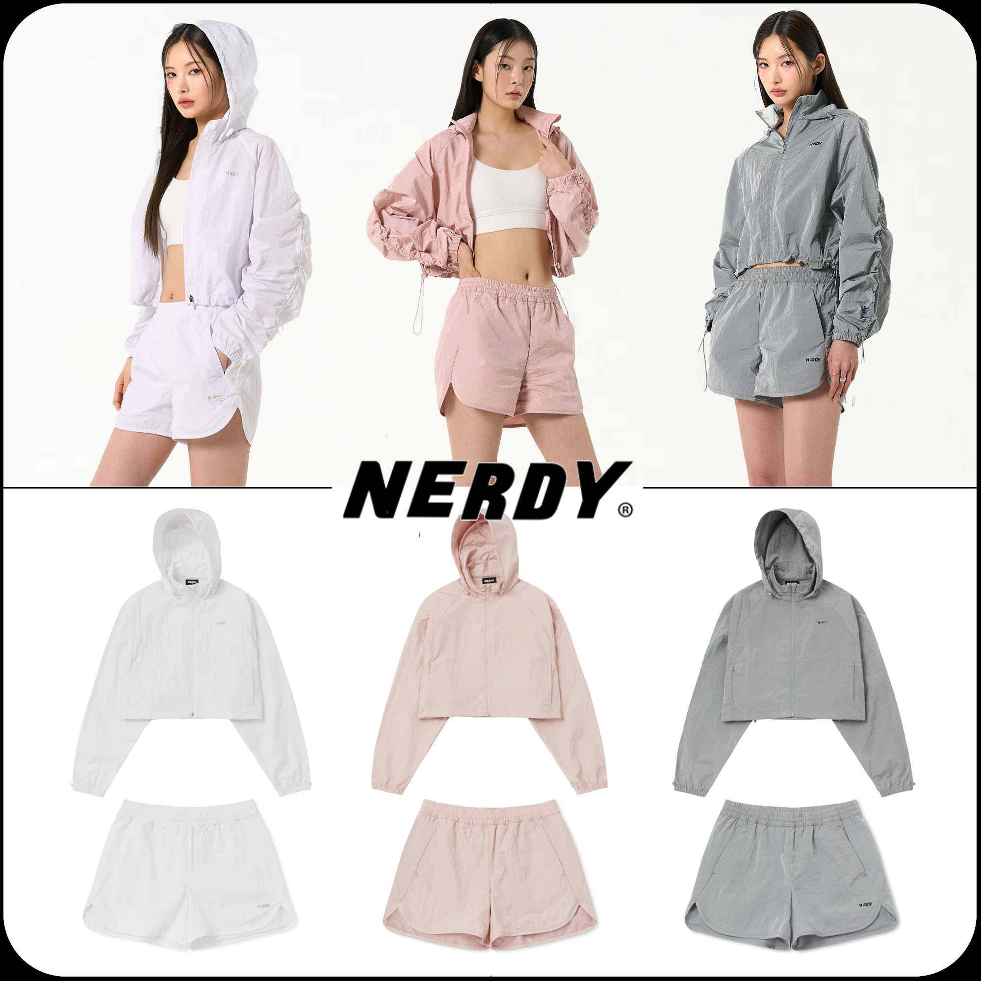 [ NERDY ]★韓国人気★WOMEN'S SLEEVE SHIRRING WINDBREAKER SET