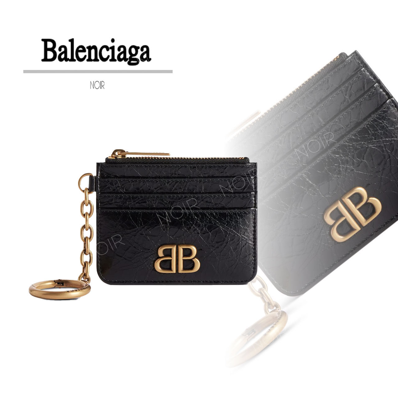 国内発【BALENCIAGA】MONACO キーチェーン付きカードホルダー