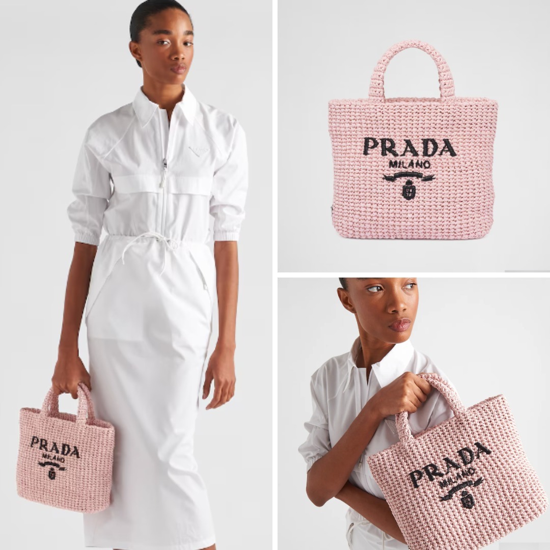 《送料無料》 PRADA Small crochet tote bag