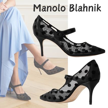 【MANOLO BALAHNIK】MILANDRA メッシュ パンプス マノロ ブラニク“透け感メッシュ”×ブラックレザーの25年春夏
