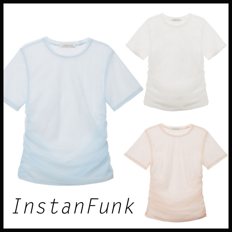 【INSTANTFUNK】MESH SHIRRING T-SHIRTS