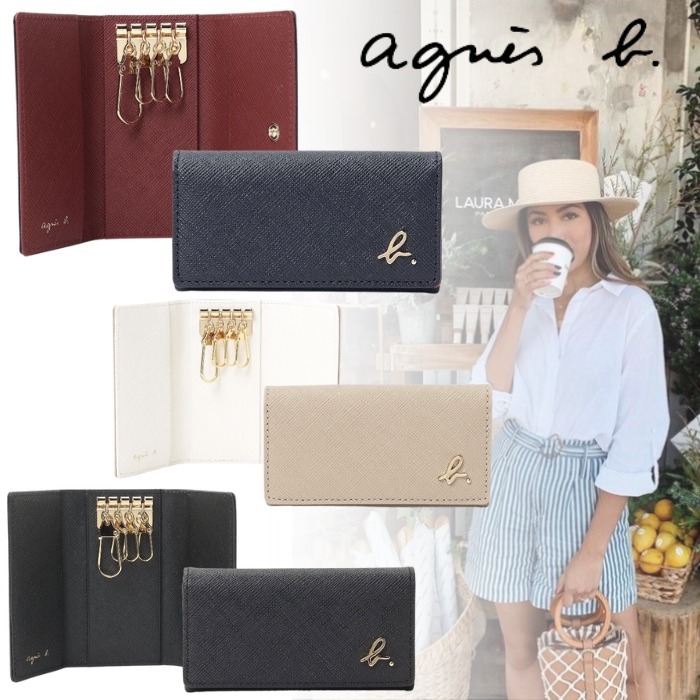 国内発送『agnes b.』サフィアーノエンボスレザー キーケース